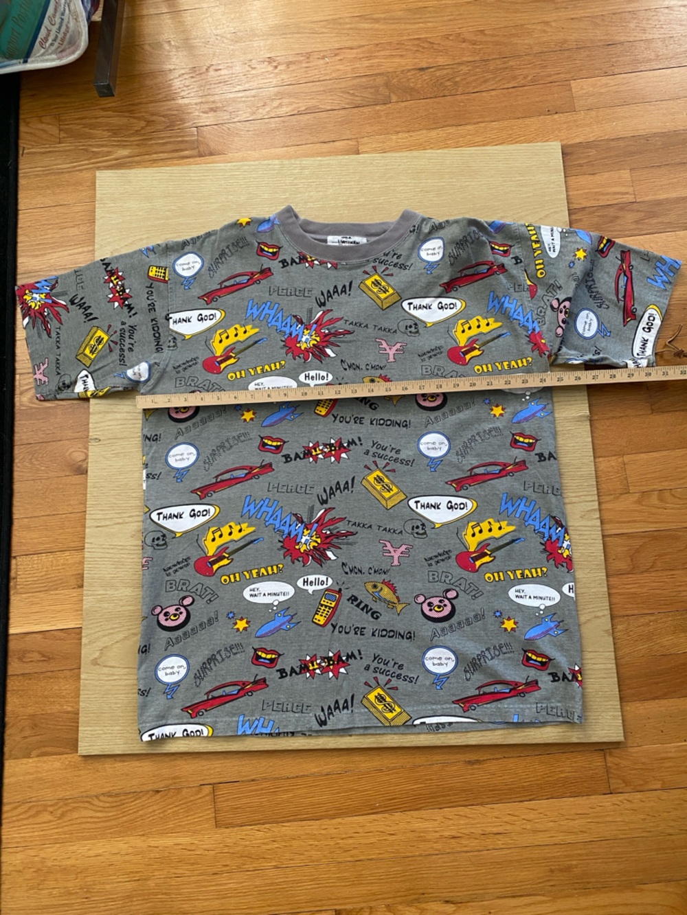 Adult XXL ' Grey Comic Print Short Sleeve Tee